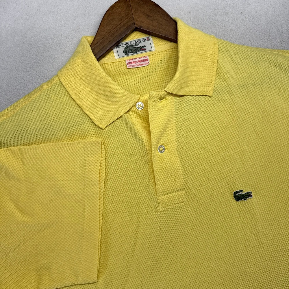 Vintage Lacoste Polo Shirt Mens XL Yellow Chemise Grand Patron Deadstock Knit